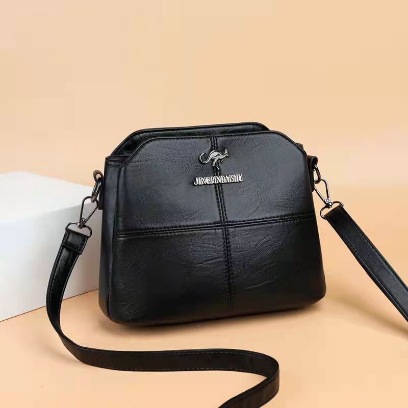 Leather texture three-layer bag women's autumn and winter new large capacity PU Leather Shoulder Bag