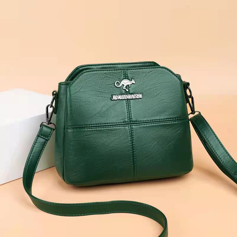 Leather texture three-layer bag women's autumn and winter new large capacity PU Leather Shoulder Bag