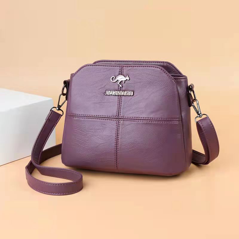 Leather texture three-layer bag women's autumn and winter new large capacity PU Leather Shoulder Bag