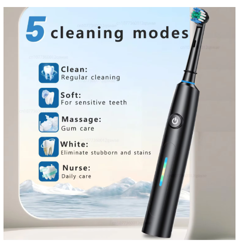 Electric Toothbrush Rechargeable Deep Clean Whitening Teeth for Adult Toothbrush Rotation Toothbrush with 4/8 Replacement Heads
