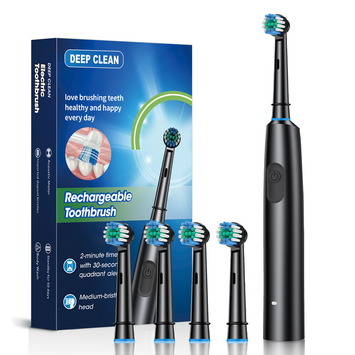 Magnetic Levitation Round Head Rotating Sonic Electric Toothbrush, 5 Modes, 4 Brush Heads, Soft Bristles, IPX7 Waterproof