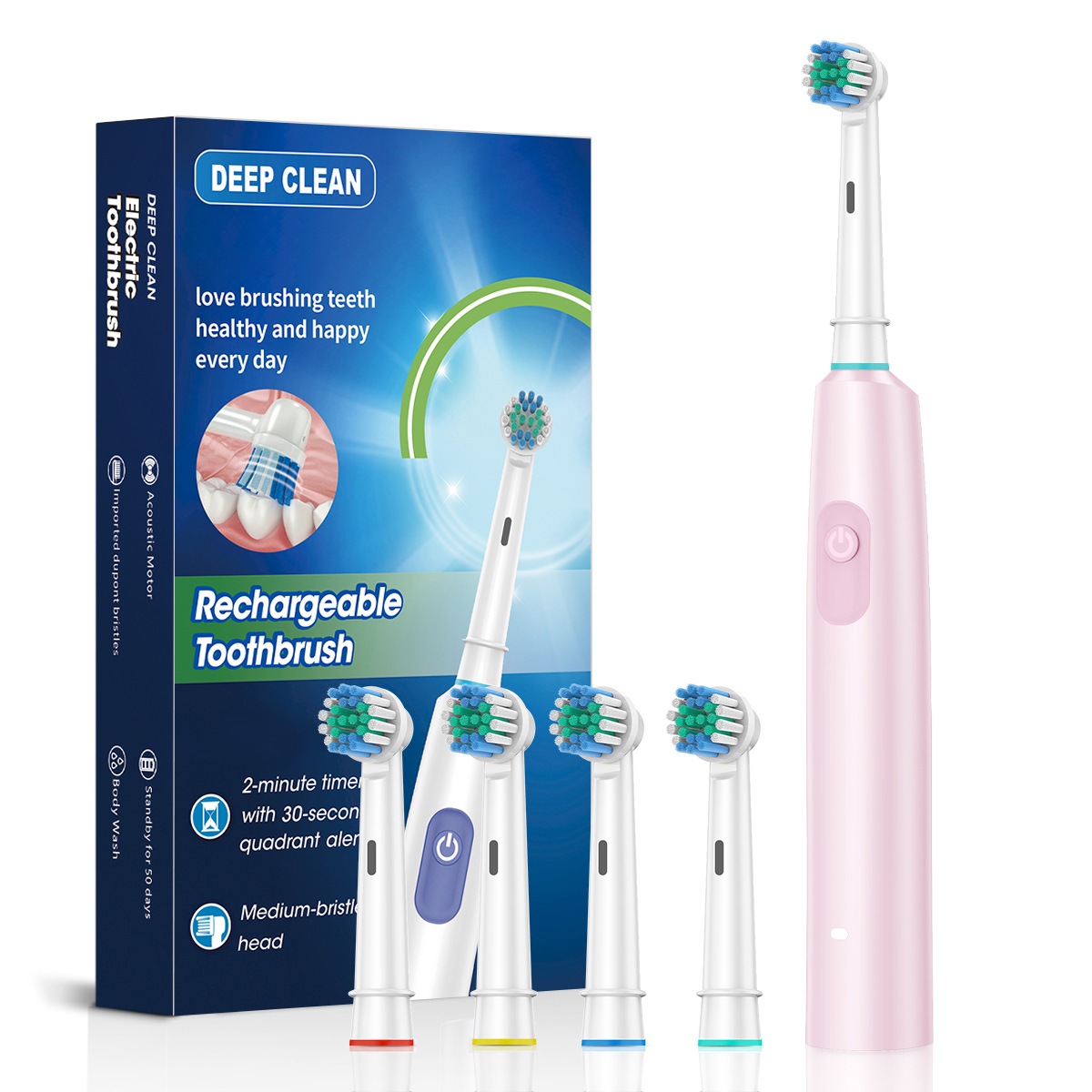 Magnetic Levitation Round Head Rotating Sonic Electric Toothbrush, 5 Modes, 4 Brush Heads, Soft Bristles, IPX7 Waterproof