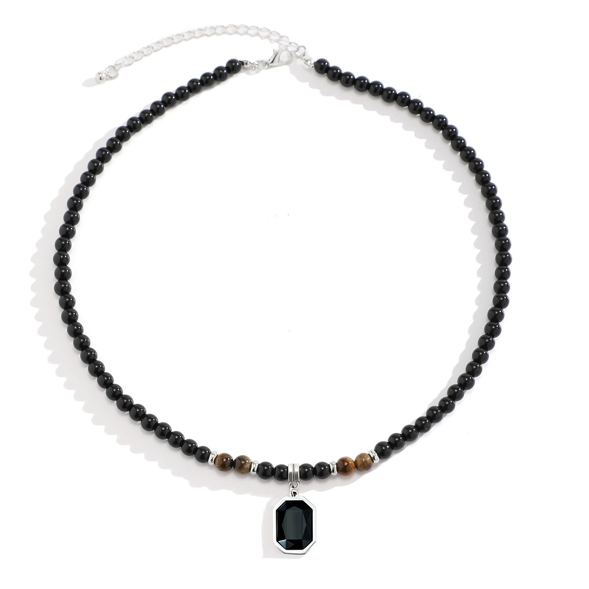 Tiger eye stone bead necklace for men  niche high-end pendant  collarbone chain  neck chain  yellow tiger eye stone necklace