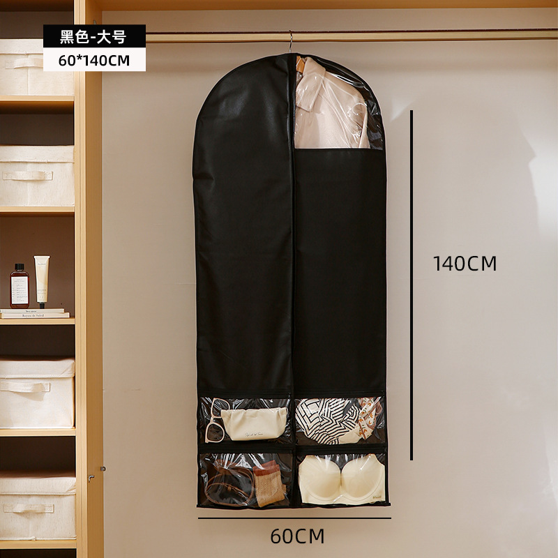 Clothing dust cover hanging coat suit dust bag visible waterproof with grid clothing storage bag