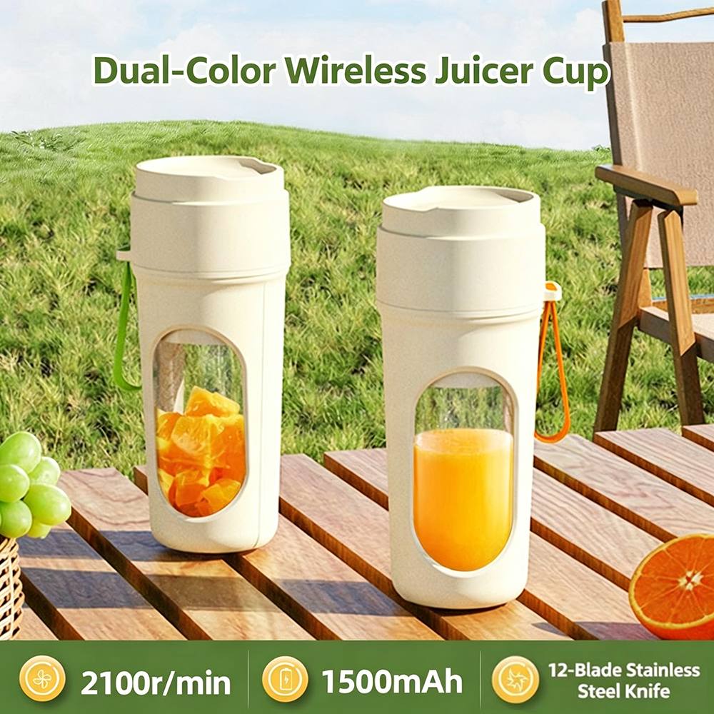 12-Blade Portable Juice Cup, 40s Fast Juicing, USB Rechargeable Fruit Blender with Double Lid Design, 700ml, UK Charging for Tra