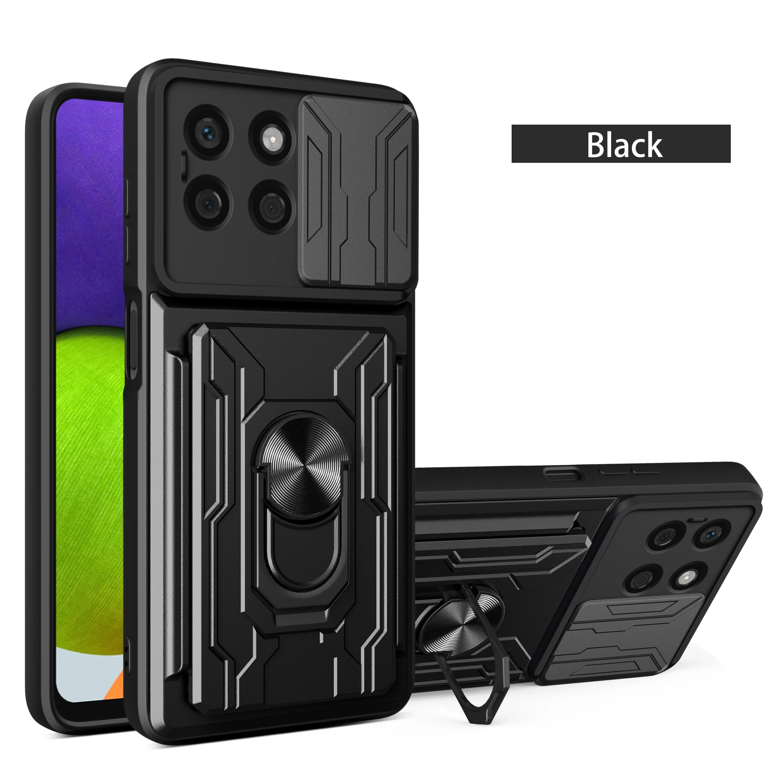 For Honor X8C X9D X70 500 4G Huawei NOVA 15 MAX Phone Case Rugged Armor Magnetic Bracket card storage Case Slide Camera
