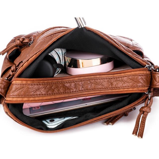 New Multi-Pocket Shoulder Bags PU Leather Ladies Bags Purses Handbags Sling Bags  Messenger Bags