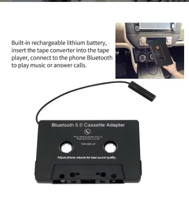 Car Bluetooth 5.0 Tape Cassette Audio Aux Adapter with Microphone 6H Music Time 168H Standby Smartphone Cassette Adapter