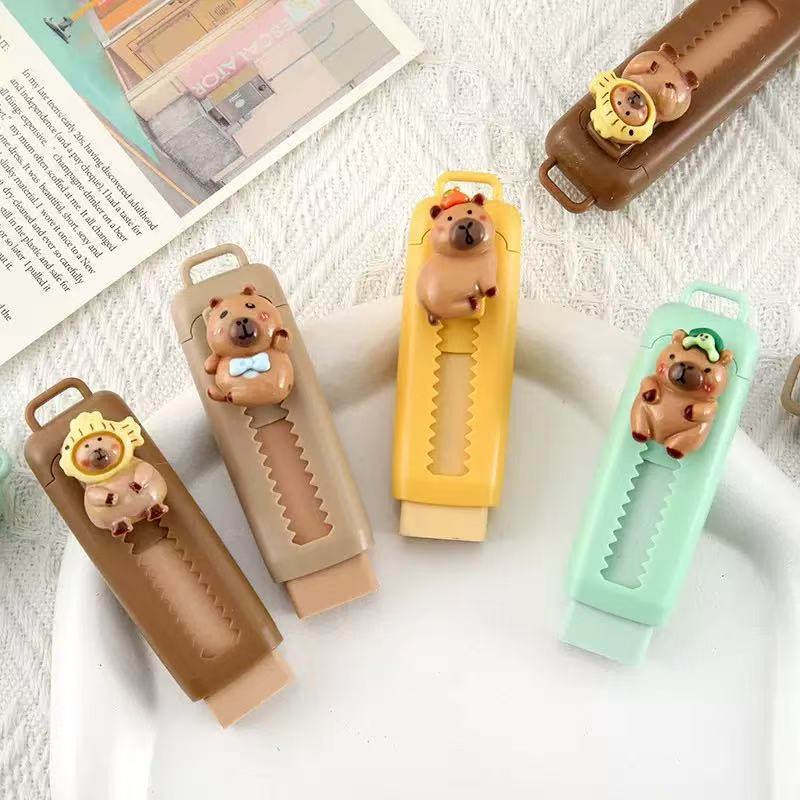 6pcs Kawaii Stationery Aesthetic stationery Office supplies school items Gift for kids Eraser Cute Capybara Eraser funny Rubber