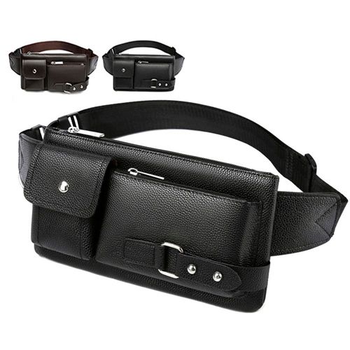 1pc Waist Bag Fanny Pack Crossbody Pouch For Men Shoulder Bags Adjustable Fanny Pack Purse Phone Belt Bag PU Leather Zipper Bag