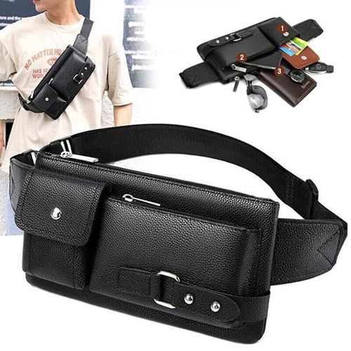 1pc Waist Bag Fanny Pack Crossbody Pouch For Men Shoulder Bags Adjustable Fanny Pack Purse Phone Belt Bag PU Leather Zipper Bag