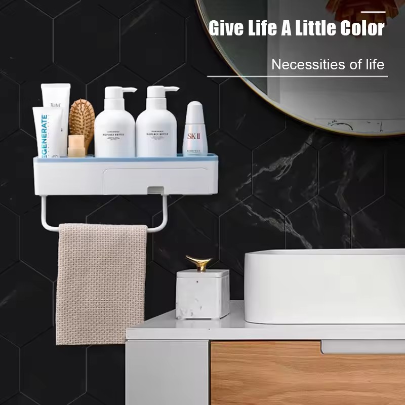 Toilet shelf bathroom toilet free punching toilet wall-mounted towel storage rack