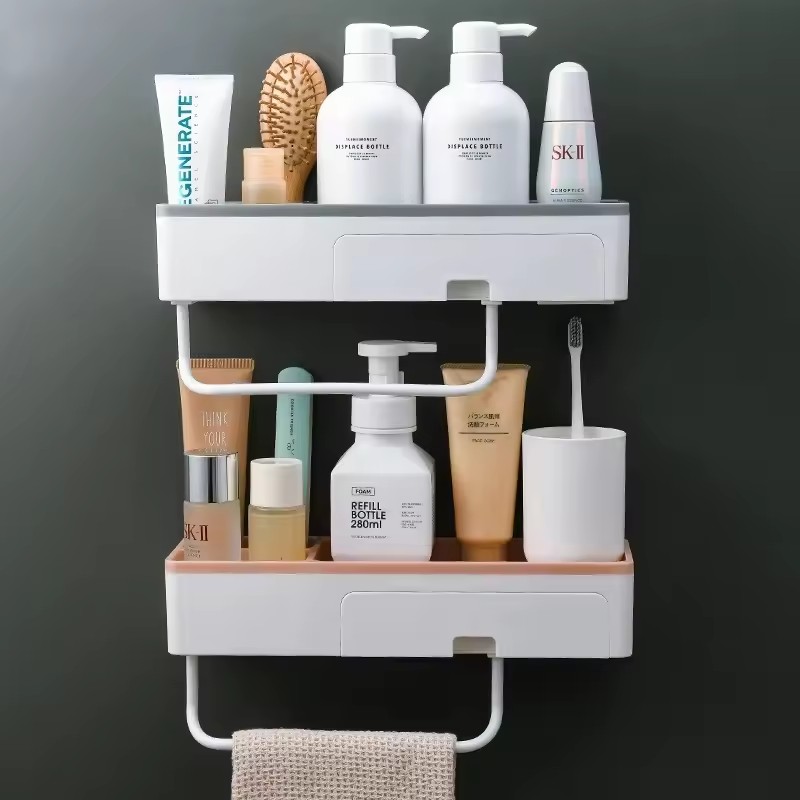 Toilet shelf bathroom toilet free punching toilet wall-mounted towel storage rack