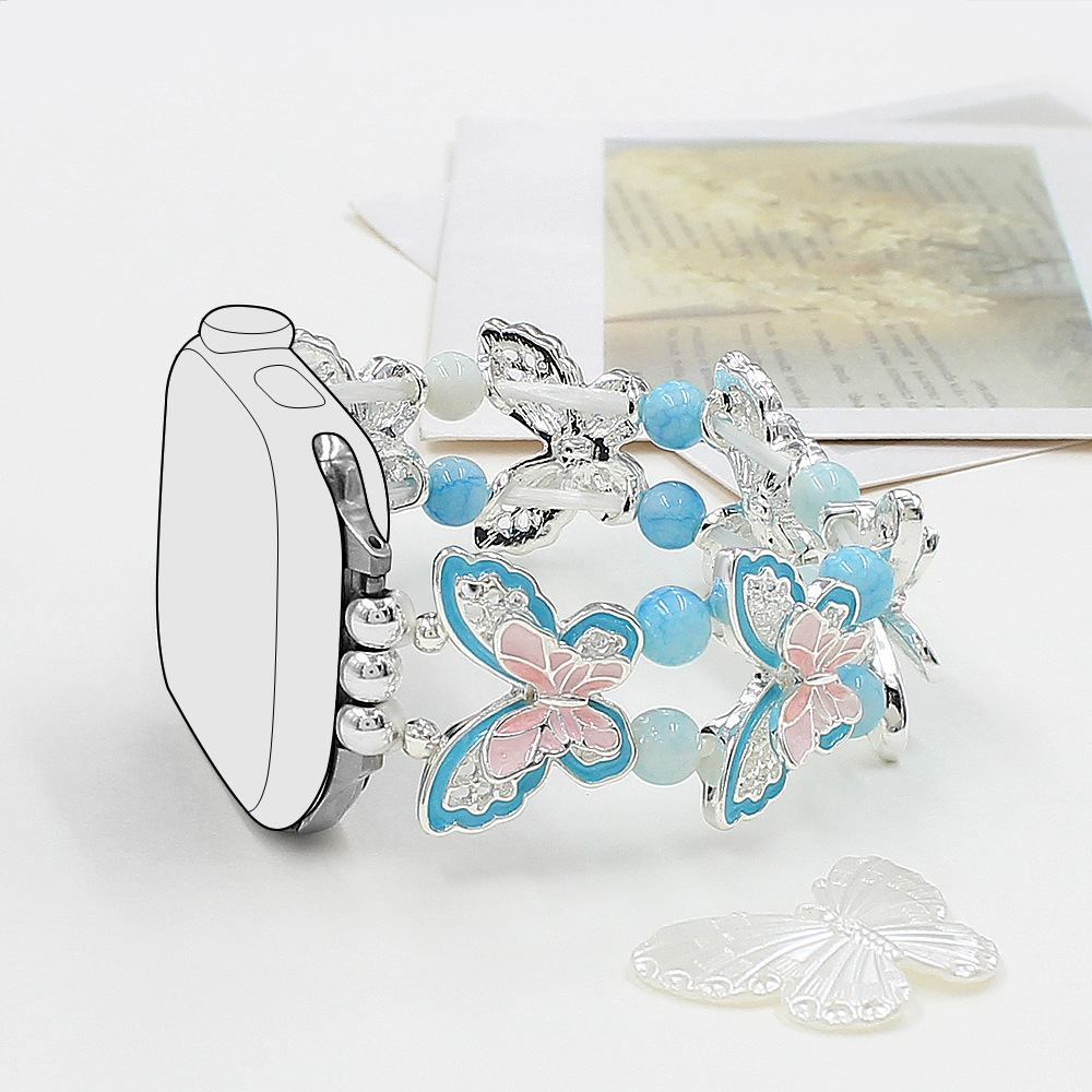 2026 Enamel Butterfly Natural Stone Beaded Smart Watch Strap for Apple Watch SE Ultra 2 3