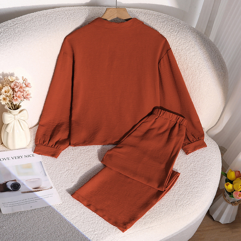 Boys' and Girls' Set Autumn New Minimalist 8-12Y Children's Shirt Wide Leg Pants Two-piece Set