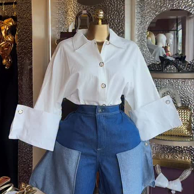 Women's 2026 summer new fashionable collared casual versatile plain shirt top