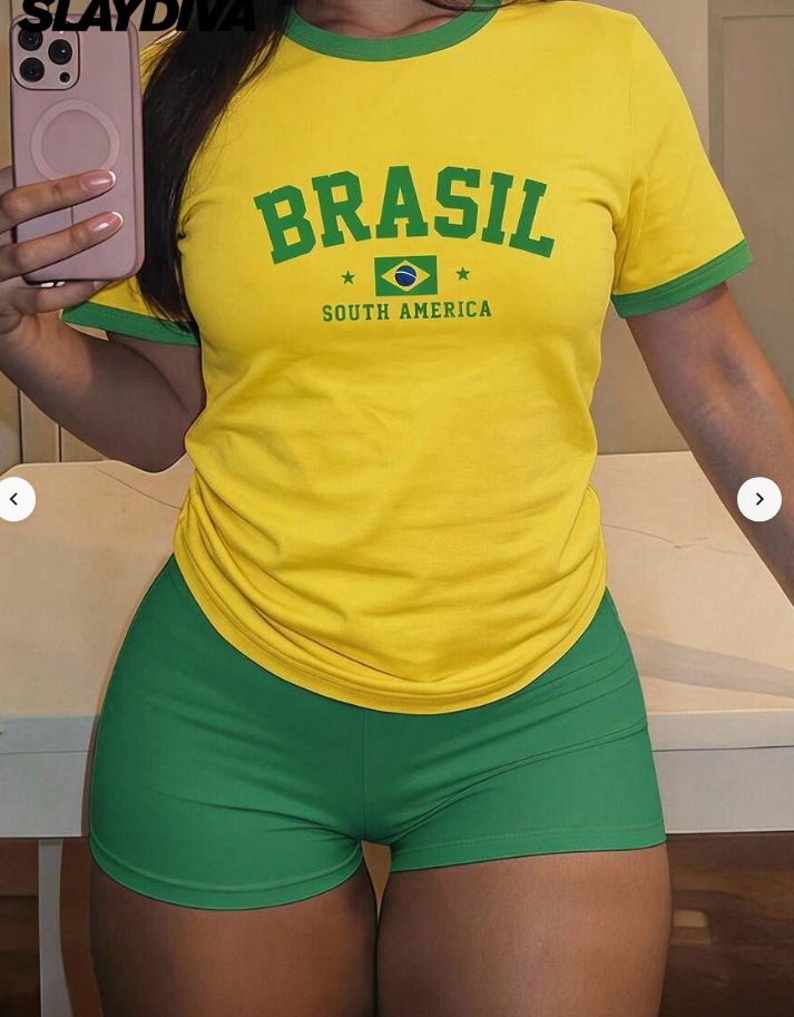 2026 Women's New Casual Set Striped Short Sleeve T-Shirt and High-Waist Drawstring Shorts Two-Piece