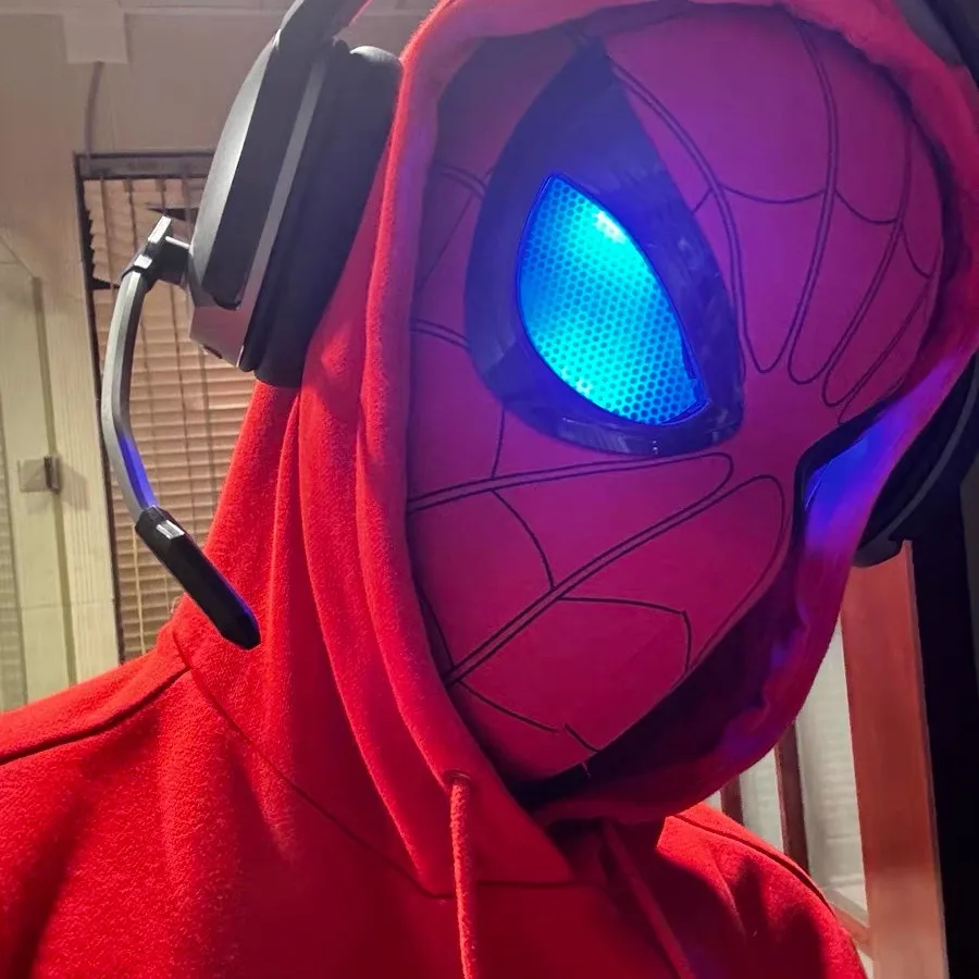 Mask Spider Man Mascara Spiderman Headgear Mask Cosplay Moving Eyes 1:1 Remote Control Elastic Toys Adults Kids Gift