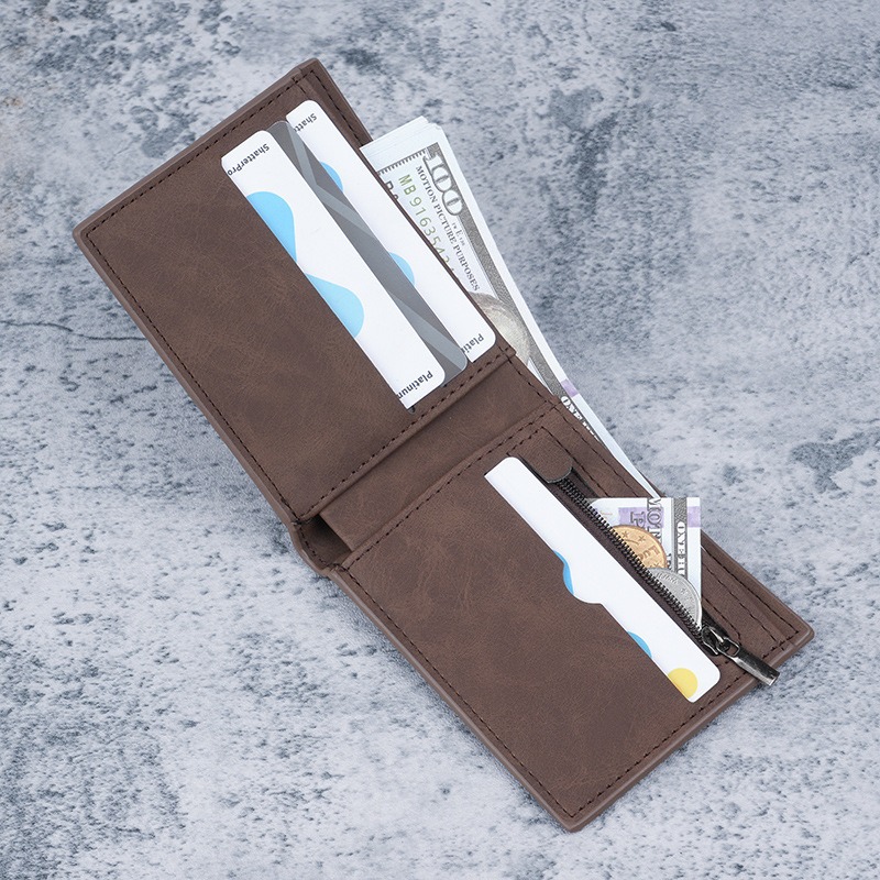 Fashionable and trendy retro men's short wallet  new multi card slot wallet  multifunctional and versatile casual coin purse