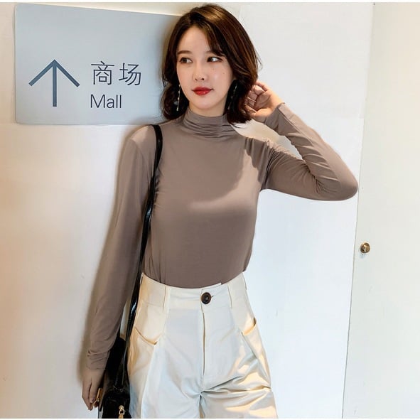 New Modal Base Shirt Women's Inner High Collar Long Sleeve Top Slim T-shirt 8 color Mask Clothes
