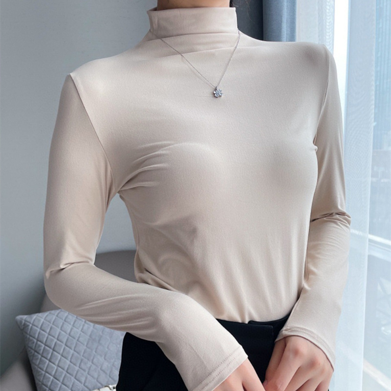 New Modal Base Shirt Women's Inner High Collar Long Sleeve Top Slim T-shirt 8 color Mask Clothes