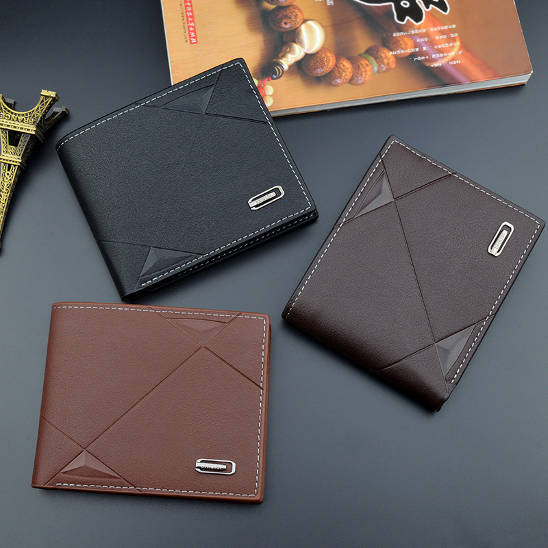 New men's wallet short  multi slot  fashionable and casual wallet  youth thin  30% off horizontal  soft leather wallet