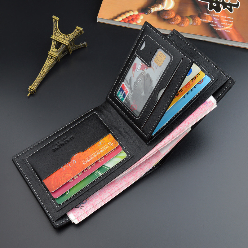 New men's wallet short  multi slot  fashionable and casual wallet  youth thin  30% off horizontal  soft leather wallet