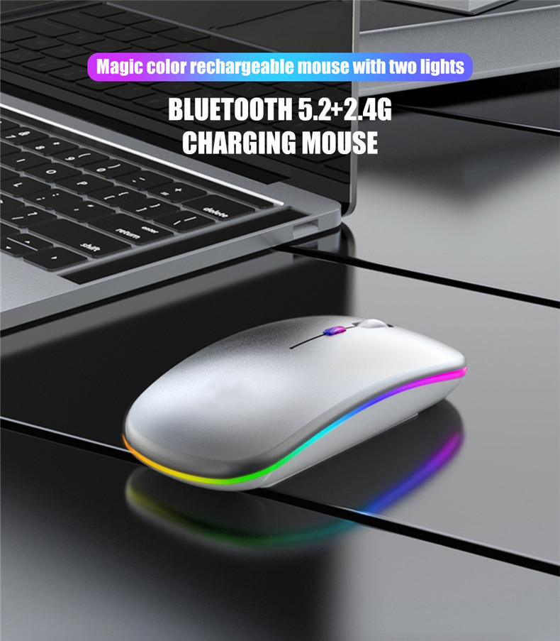 Wireless charging Bluetooth 5.0 dual-mode mouse 2.4G Bluetooth dual-mode small luminous sound mouse function suitable for Apple
