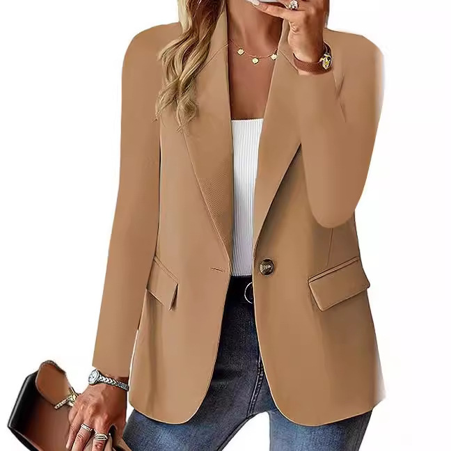 Popular women's professional suit long sleeved solid color cardigan small suit jacket