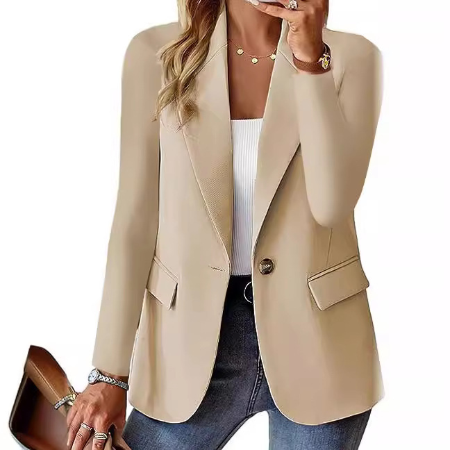 Popular women's professional suit long sleeved solid color cardigan small suit jacket