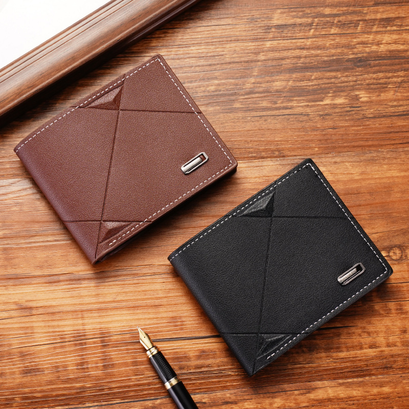 New men's wallet  men's short style with multiple card slots  fashionable casual wallet  men's youth thin style soft wallet