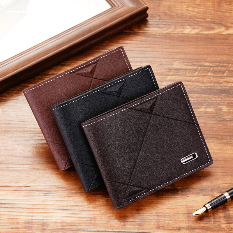 New men's wallet  men's short style with multiple card slots  fashionable casual wallet  men's youth thin style soft wallet