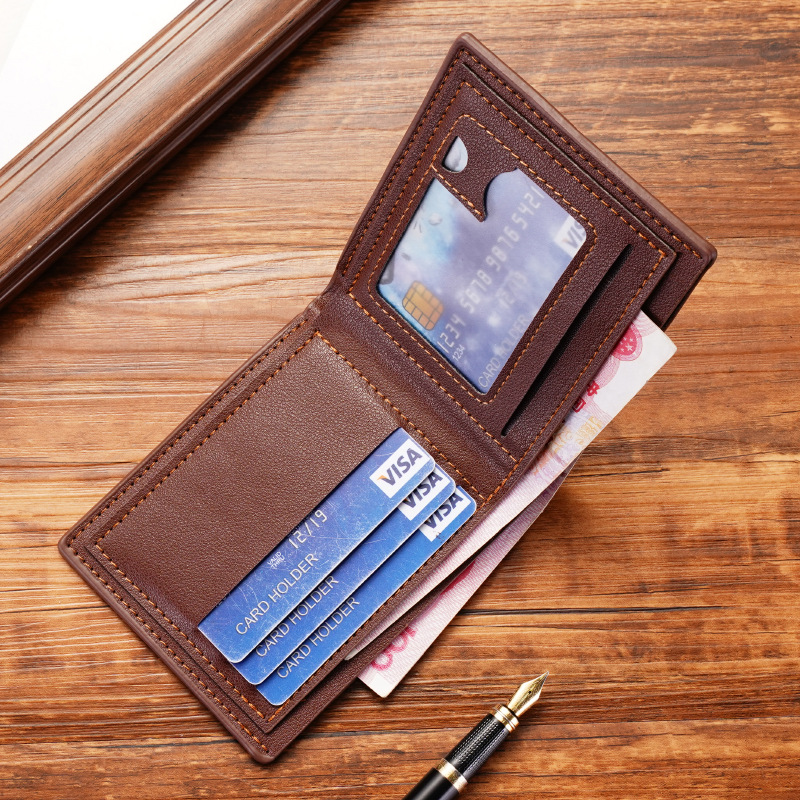 New men's wallet  men's short style with multiple card slots  fashionable casual wallet  men's youth thin style soft wallet