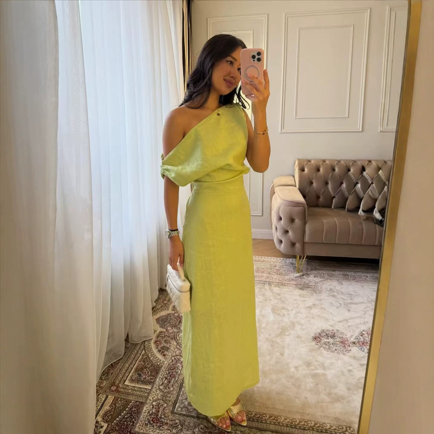 Free delivery of high-quality 2026 new summer women's clothing hot selling slanted shoulder off shoulder vacation long dress