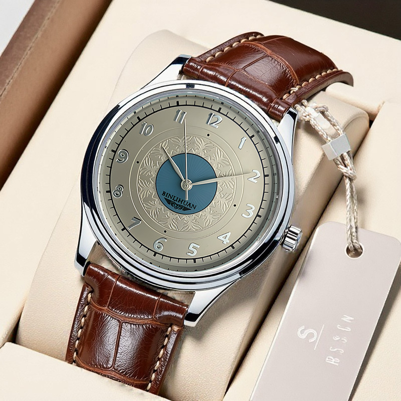 Classic Fashion Men's Business Quartz Watch Leather Strap Waterproof Watch