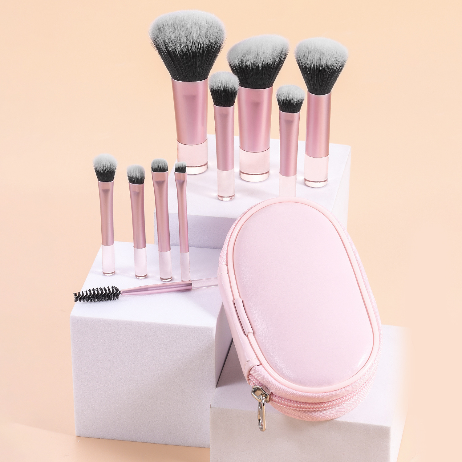 10 makeup brushes with brush bag nose shadow brush complete set of powder brush powder blusher brush eye shadow beauty tools
