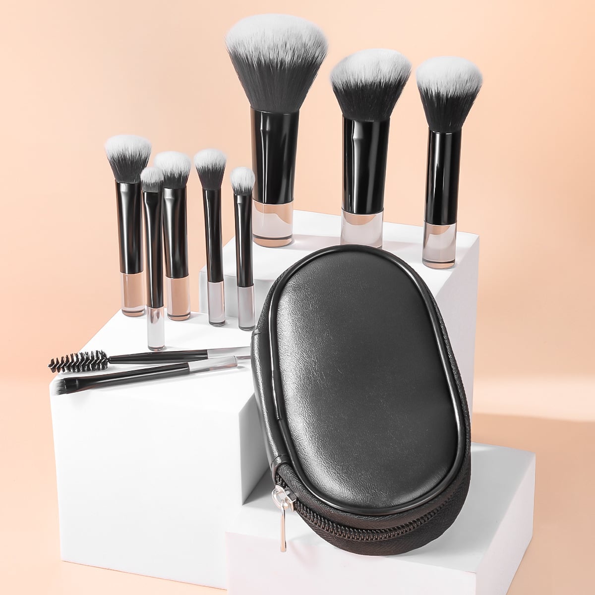10 makeup brushes with brush bag nose shadow brush complete set of powder brush powder blusher brush eye shadow beauty tools