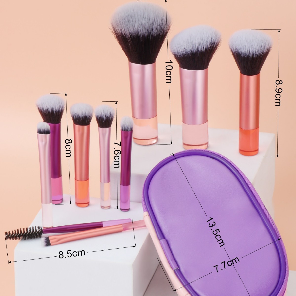 10 makeup brushes with brush bag nose shadow brush complete set of powder brush powder blusher brush eye shadow beauty tools