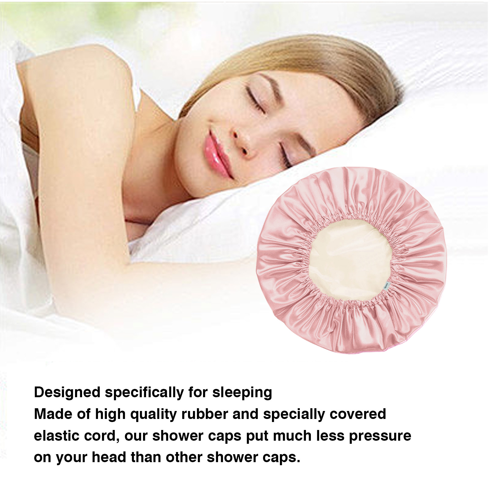 Hot Double layer Simulated Silk Adjustable Satin Dome Hair Care Cap Reusable