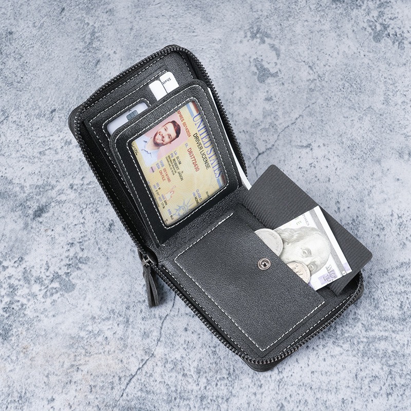 Men's wallet short  multifunctional  multi card slot card bag integrated fashion new high-end  light luxury classic wallet