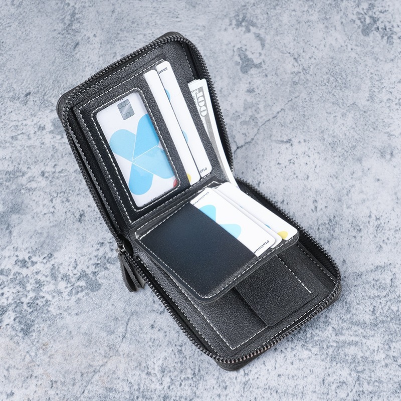 Men's wallet short  multifunctional  multi card slot card bag integrated fashion new high-end  light luxury classic wallet