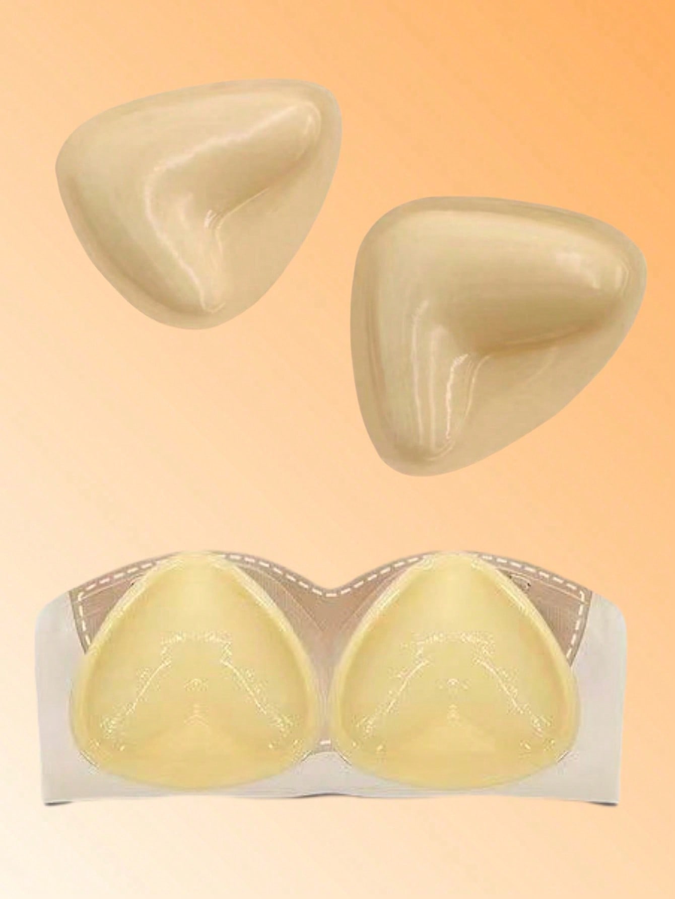 1 Pair Apricot Color Triangle Self-Adhesive Double-Sided Brush Glue Chest Pads Thickened Sponge Insert Fake Bra for Small Bust