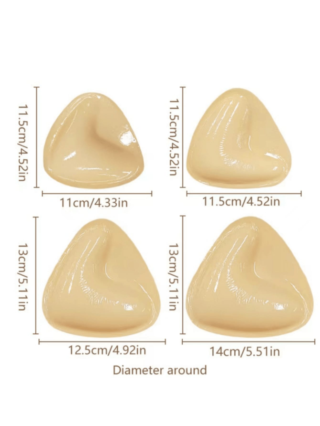 1 Pair Apricot Color Triangle Self-Adhesive Double-Sided Brush Glue Chest Pads Thickened Sponge Insert Fake Bra for Small Bust