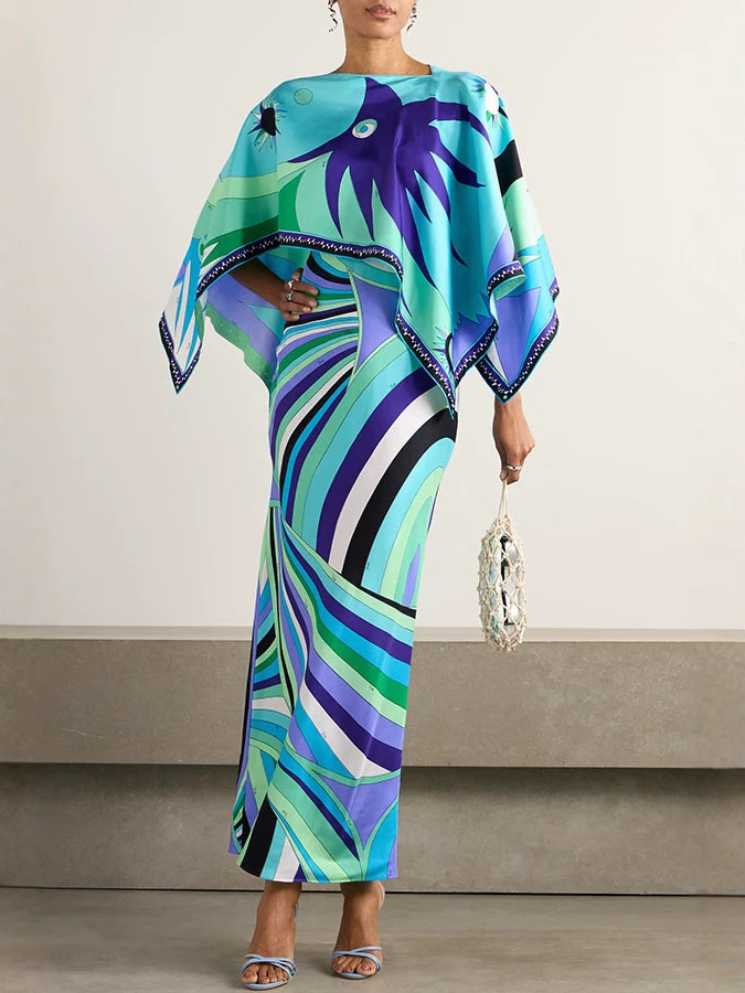 Free delivery of high-quality 2026 new summer women's clothing hot selling shawl back two-piece set dress