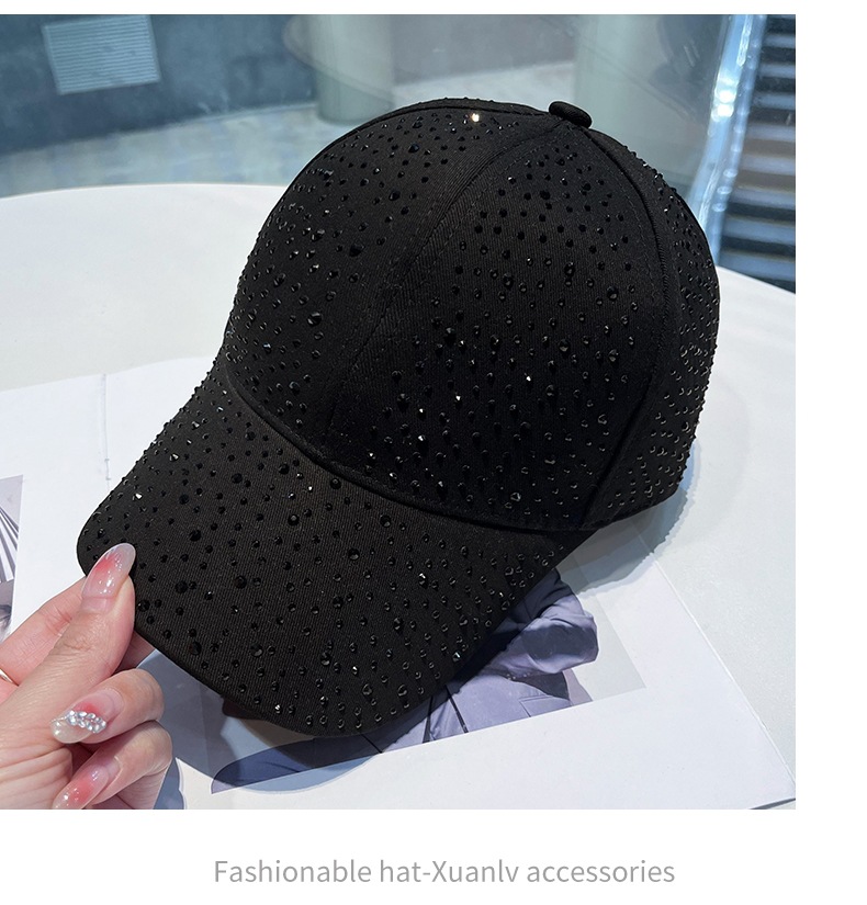 Hot pressed diamond baseball cap, women's versatile new style, fashionable full diamond sunshade duckbill cap