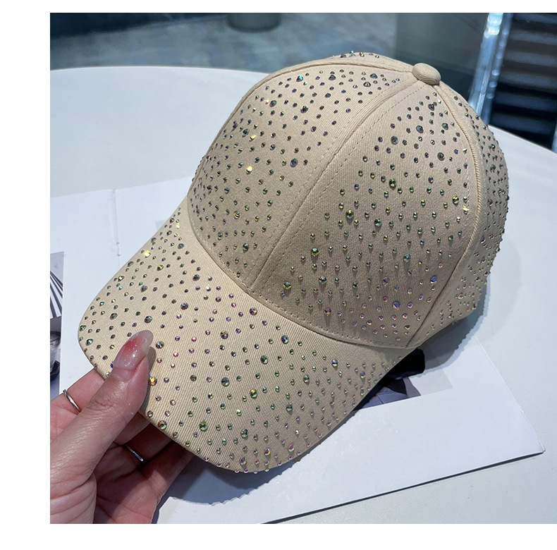 Hot pressed diamond baseball cap, women's versatile new style, fashionable full diamond sunshade duckbill cap