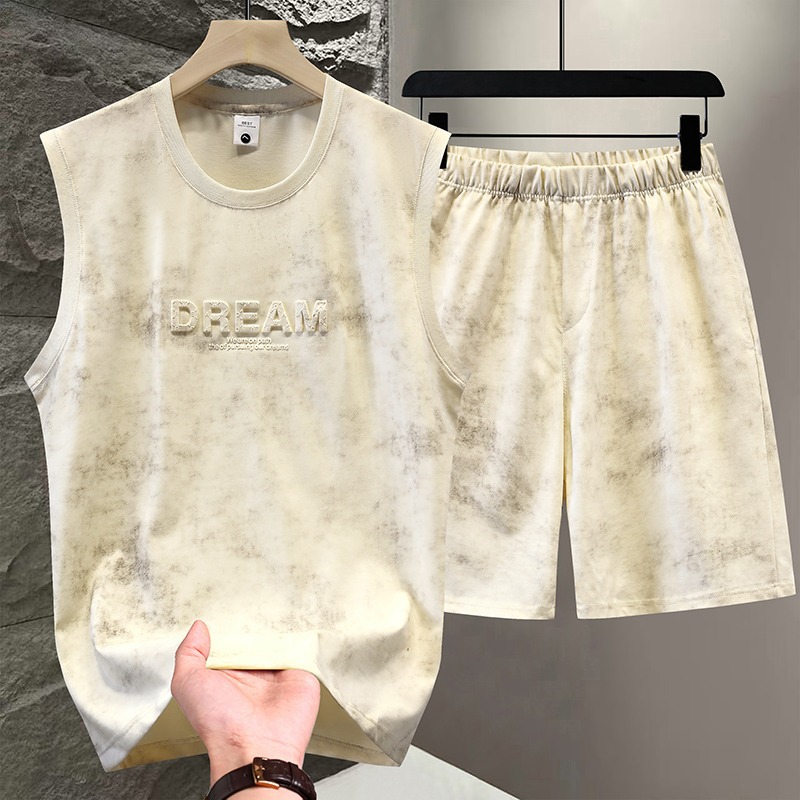 New casual sports suit men's fashion trend vest shorts two-piece set