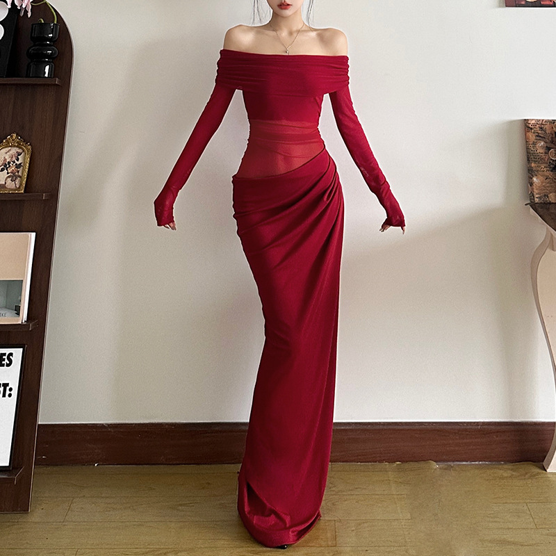 Free delivery of high-quality 2026 new summer women's clothing hot selling sexy strapless long sleeved dress