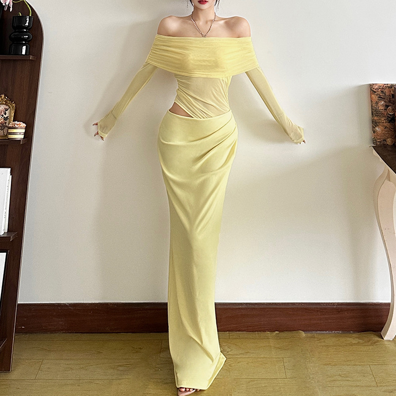Free delivery of high-quality 2026 new summer women's clothing hot selling sexy strapless long sleeved dress