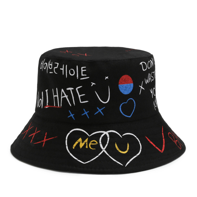 New hat, personalized and creative, colorful graffiti fisherman hat, men's and women's outdoor sun hat